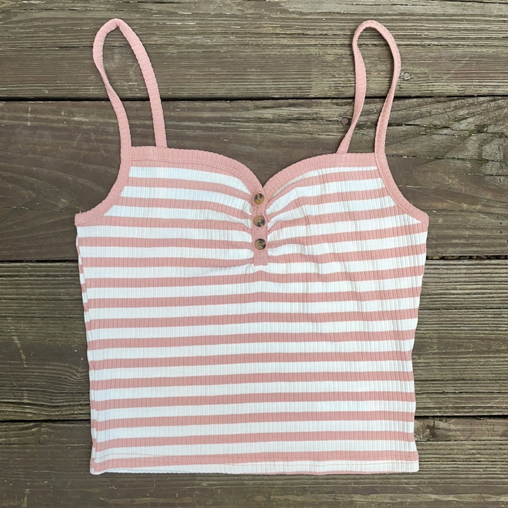 Topshop Ribbed Striped Crop Top